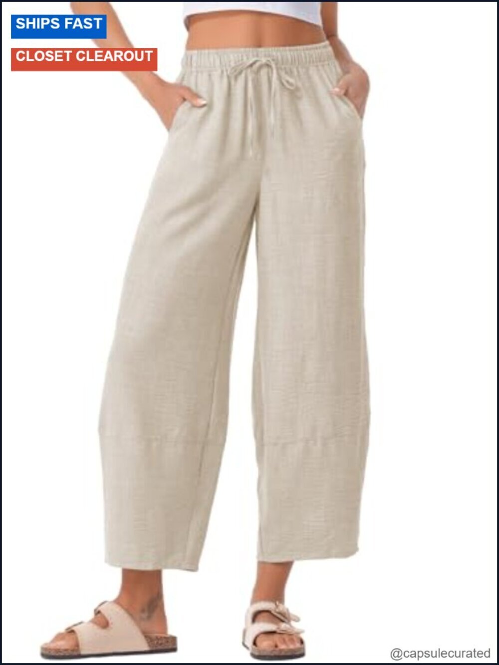 Wide Leg Palazzo Pants with Pockets Drawstring Elastic Waist